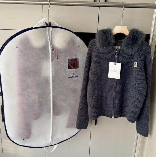 F012209深灰坑条针织拉链开衫宽松落肩的oversize版型针织衫 商品图2