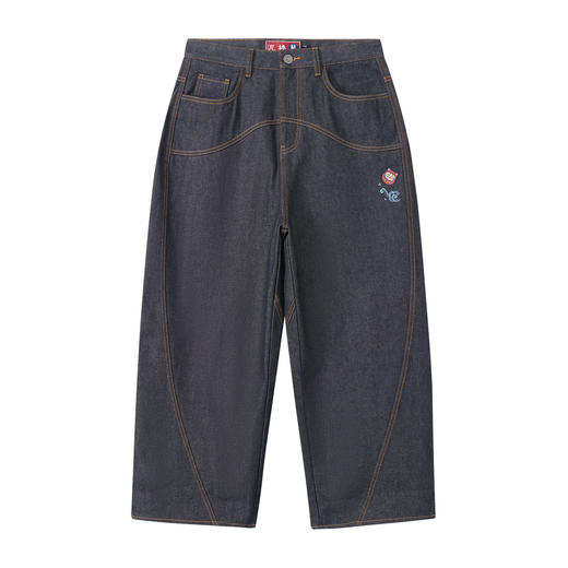 ONIARAI/鬼洗26春季棒系列复古花布达摩弧形分割牛仔裤男 26N4403 商品图3