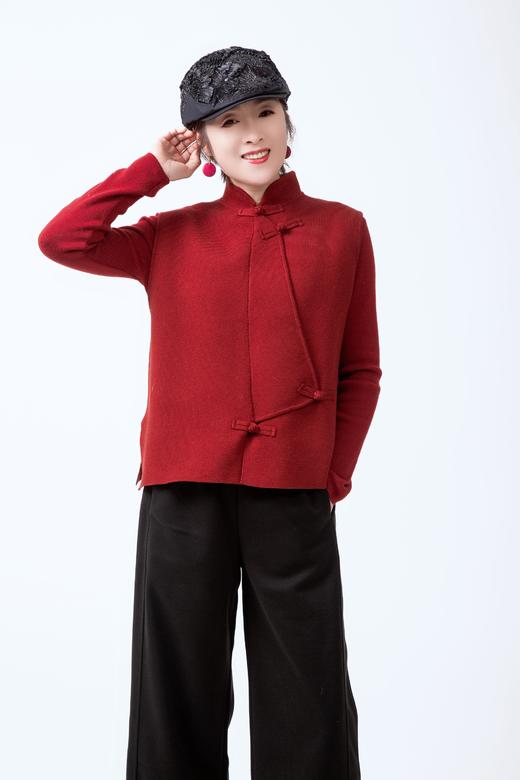 中式斜襟盘扣针织马甲 商品图1