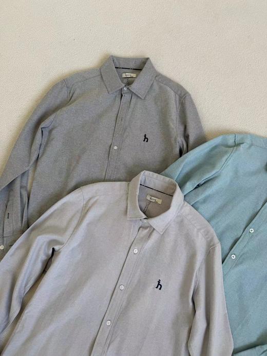 F012218男士内搭衬衣纯色长袖棉质牛津纺衬衫 商品图9