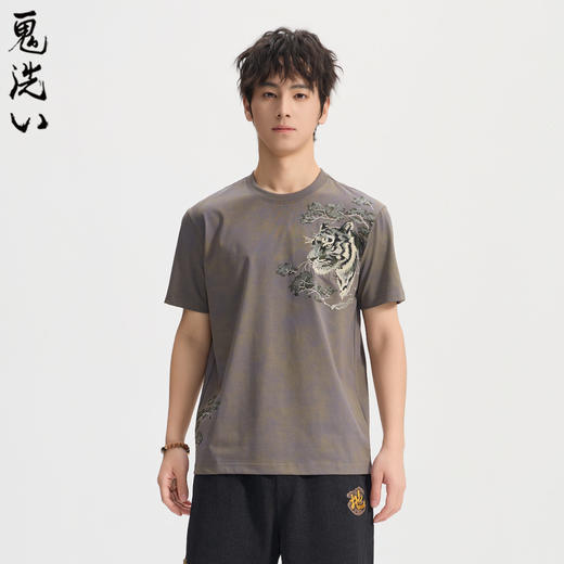 ONIARAI/鬼洗26春季新品泥棒蓝黑虎绣花休闲短袖T恤男式 N840298 商品图1