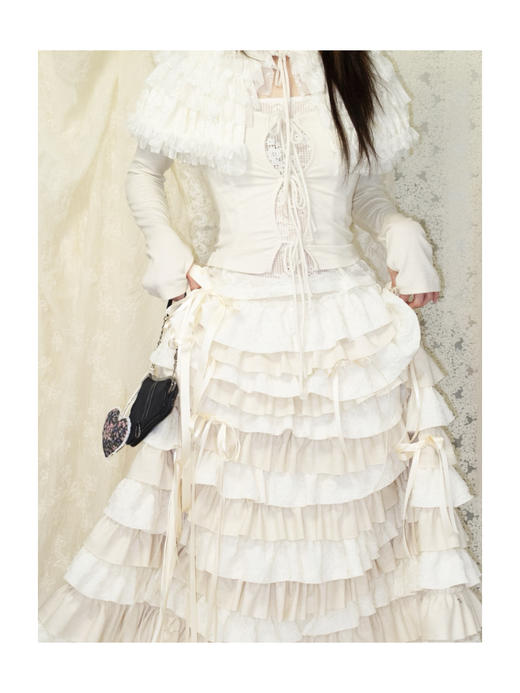 Kaiy Xiao 辉夜层叠蝴蝶结蛋糕长裙 商品图3