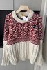 F012212新款麻花纹拼色提花基础圆领毛衣女款 商品缩略图12