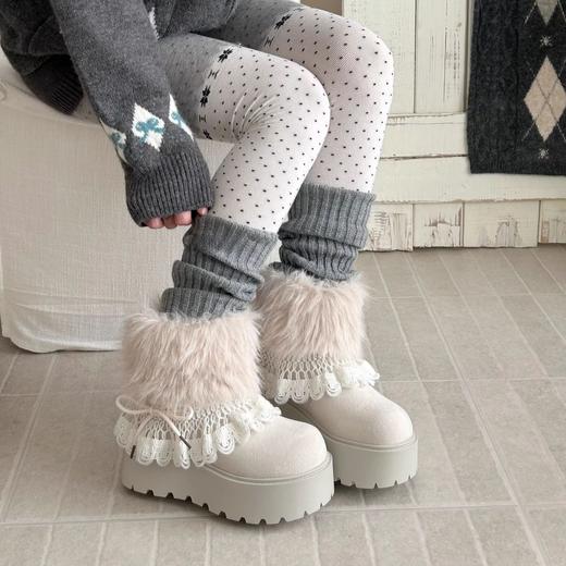 【多种穿法】厚底加绒雪地靴 加厚毛绒 锁温保暖 厚底增高显瘦 任意搭配 商品图2