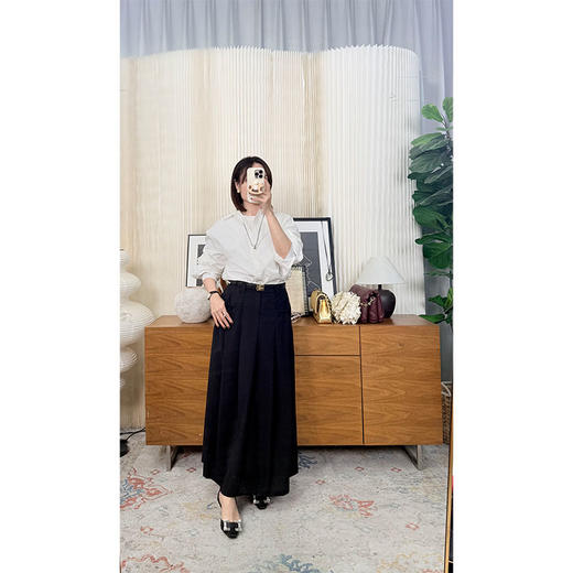 审美定力 2026早春 极简chic nerd风 高智感H型黑色简约长半裙 意大利订单款 显瘦梨型福音 商品图1