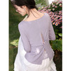 鹿向南「紫烟缠纱」灰紫色长袖T恤春季新款设计感时尚显瘦上衣女 商品缩略图3