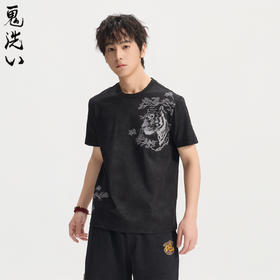 ONIARAI/鬼洗26春季新品泥棒蓝黑虎绣花休闲短袖T恤男式 N840298