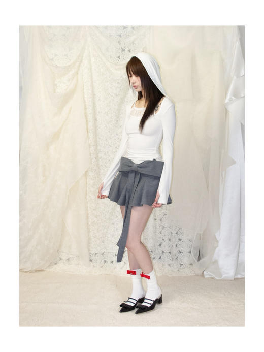 Kaiy Xiao 山雀天丝蝴蝶结波浪短裙 商品图0