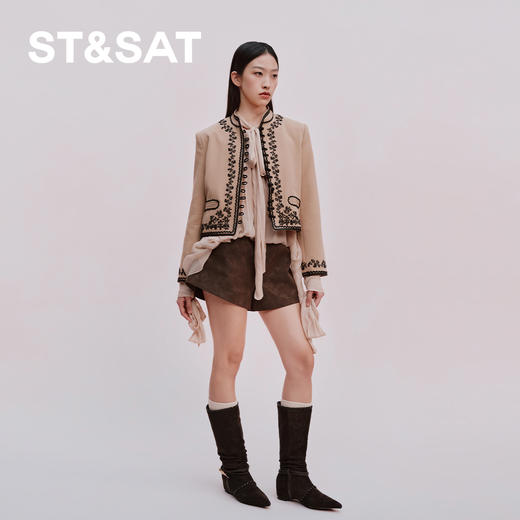 【绒里可选】星期六复古西部编织带堆堆靴SSD4117YG1/SSD4119YHG 商品图4