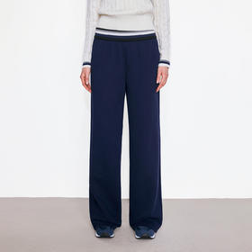 NUTH撞色条纹腰头运动休闲卫裤女 蓝色