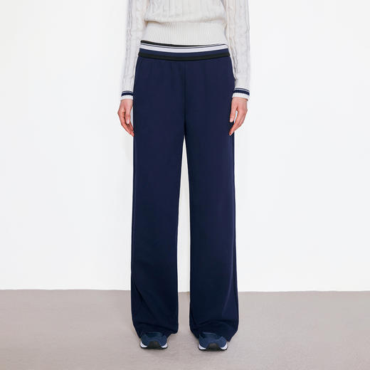 NUTH撞色条纹腰头运动休闲卫裤女 蓝色 商品图0