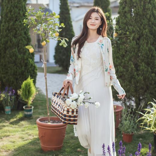 【林栖设计小店】（现货）花颜芳华|绵羊毛优雅多色印花2026春新款修身毛织外套G1961388 商品图0