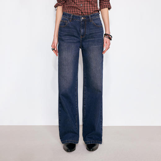 NUTH重工复古水洗蓝直筒牛仔裤女 商品图0