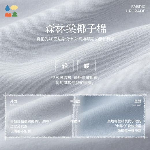 【今日之白系列】森林棠26新款柔软耐磨椰子棉轻盈挺阔儿童小V领卫衣60325313【HZ】 商品图3