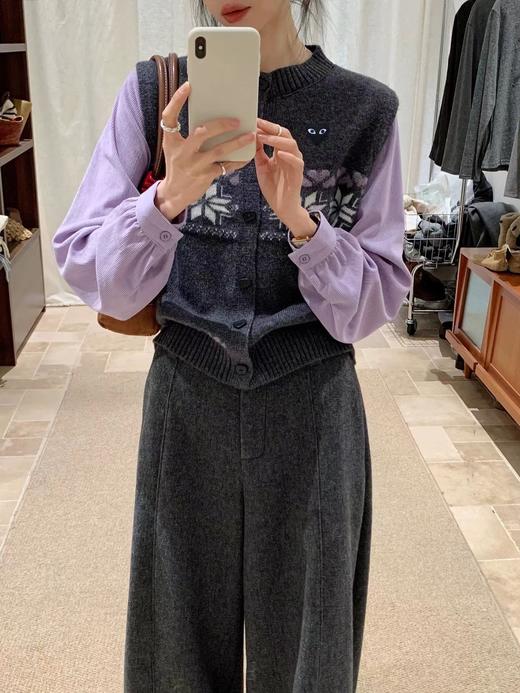 F012211女款费尔岛花纹假两件针织开衫圆领短款 商品图9