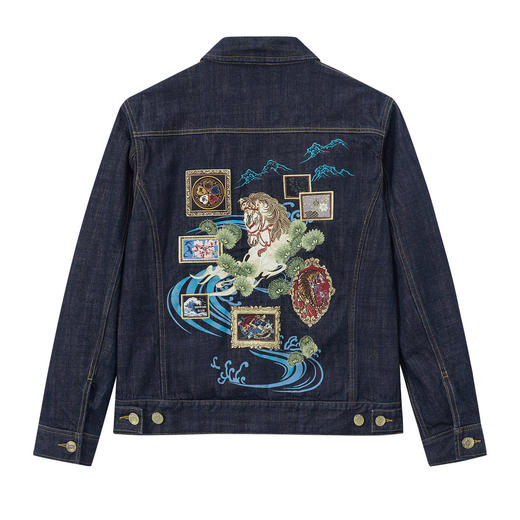 ONIARAI/鬼洗26春季新品泥棒蓝马画框艺术精绣牛仔夹克男 N340247 商品图3