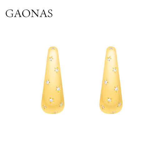 GAONAS  时尚气场亮面金色耳环11672EGO 商品图0