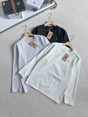 F012236男士压胶刺绣加绒长袖圆领体恤打底衫