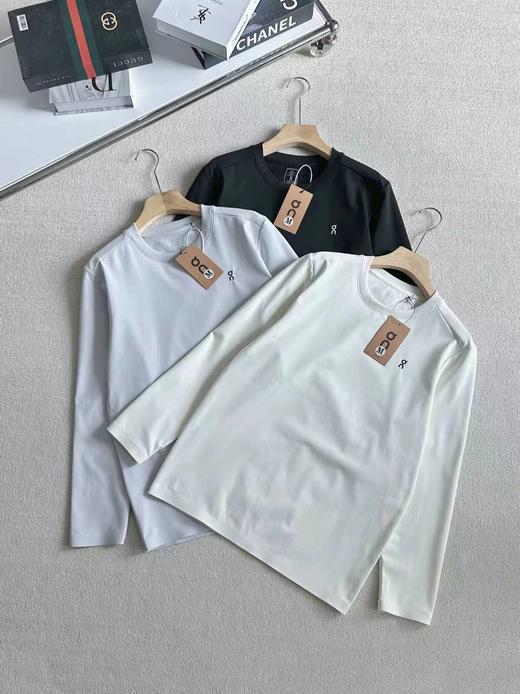 F012236男士压胶刺绣加绒长袖圆领体恤打底衫 商品图0