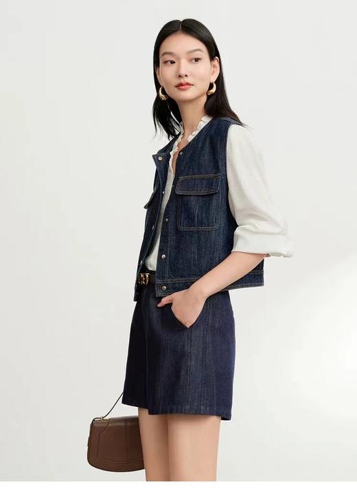D012279春夏新款设计感口袋圆领 水洗牛仔背心马甲外套 商品图7