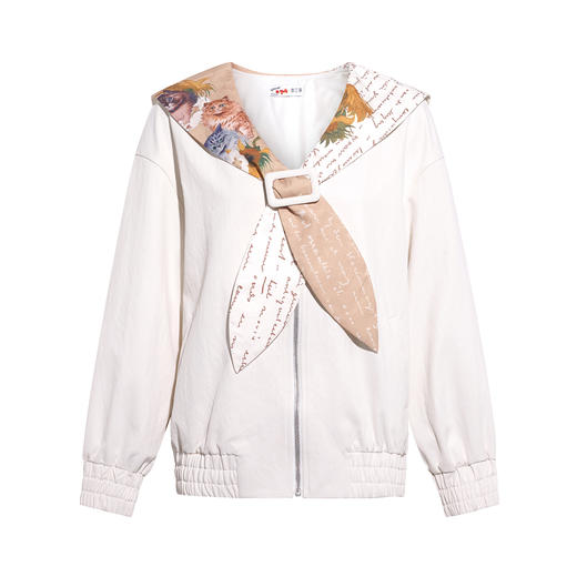 两三事梵高文艺 自在简意 2026春季新款可拆印花海军领拉链外套女 商品图4