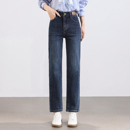 「自」全新升级【铂金会员174/天猫229/差价55】(23123)洛诗琳气质复古蓝牛仔裤2026春季新款高腰显瘦小个子九分直筒裤 商品图3
