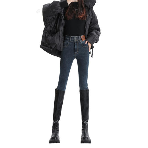 【紧身小脚牛仔裤】春秋新款 高腰显瘦修身靴裤 九分铅笔打底裤子  商品图4