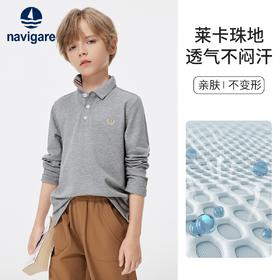 【纳维凯尔】【120-165】意大利小帆船纯棉印花男童长袖POLO衫