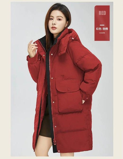 【合作款】冬季新款中长款可拆卸连帽宽松保暖加厚简约韩版羽绒服 商品图3