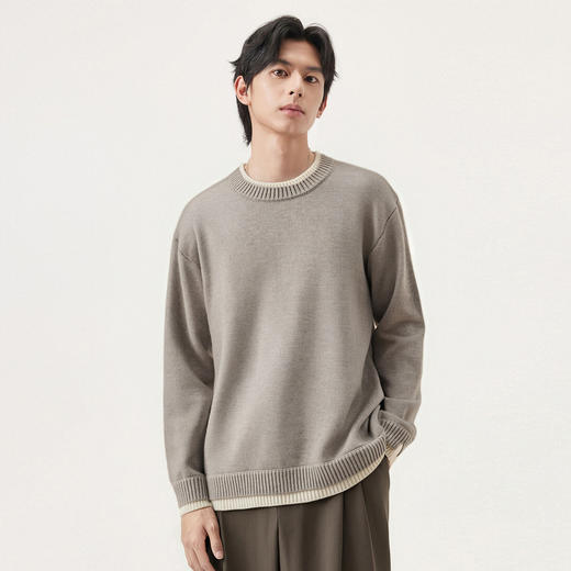 gxg.jeans男装 假两件休闲时尚打底圆领毛衣针织衫 25年冬热卖 商品图2