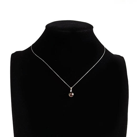 【天然正品】AU750白金镶钻镶天然约9.6MM近正圆无暇大溪地海水珍珠吊坠项链吊坠：16.7*9.6*9.6MM / 项链：40CM 311225NJM35特价：1780 商品图5