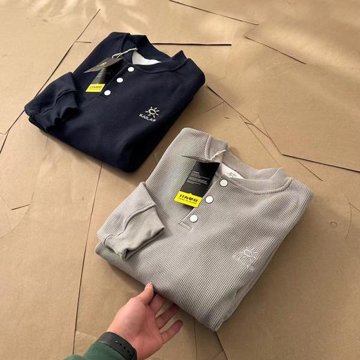 F012230新品小立领半门巾华夫格加绒长袖打底衫卫衣长袖情侣T恤 商品图2