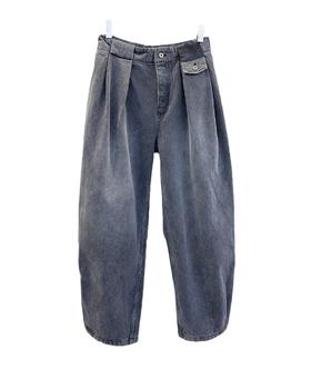 中性款水洗湾刀牛仔裤长裤hu014