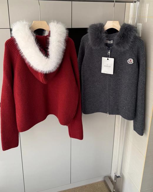 F012209深灰坑条针织拉链开衫宽松落肩的oversize版型针织衫 商品图4