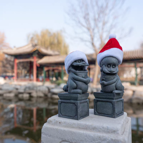 【末那末匠】逗兽记--圣诞石狮