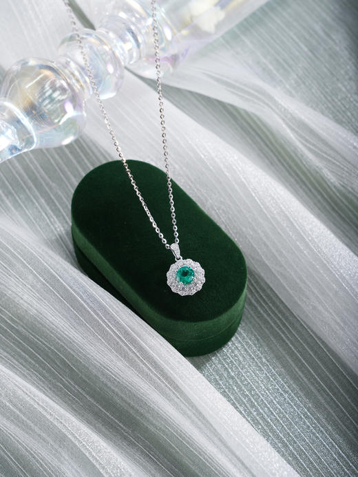 子佩集【华韵流芳】银S925套链【PM2253-XF】项链培育宝石祖母绿2601 商品图2