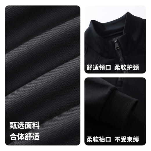 【含棉】圣得西2026年春季卫衣简约时尚半拉链套头男士潮流针织衫 商品图4