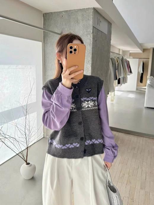 F012211女款费尔岛花纹假两件针织开衫圆领短款 商品图10