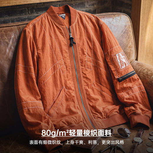 马登工装美式明线轰炸机夹克bomber飞行员外套薄款红色棒球服男春 商品图4