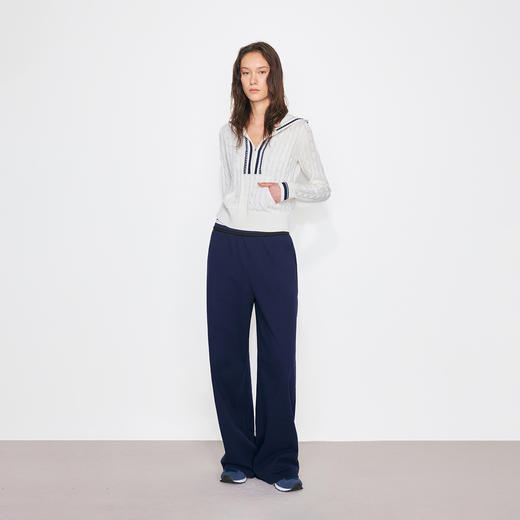 NUTH撞色条纹腰头运动休闲卫裤女 蓝色 商品图1