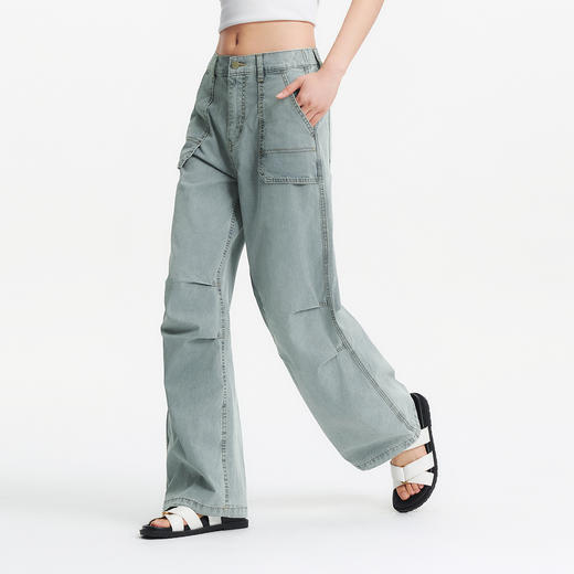 森柔|森马牛仔裤女夏抽绳工装裤凉感宽松美式酷飒风街头阔腿长裤 商品图2