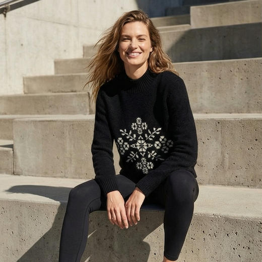 KINGDEER/KD秋冬新款百搭时尚提花设计女式圆领羊绒衫L805544鹿王 红色 商品图7