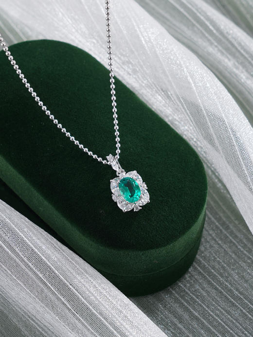 子佩集【碧海长歌】银S925套链【PM2222-XF】项链培育宝石祖母绿2601 商品图2