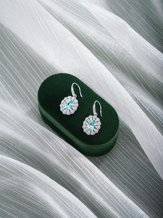 子佩集【瑰丽长馨】银S925耳环【PYE3043-XF】培育宝石帕拉伊巴蓝碧玺2601 商品图2