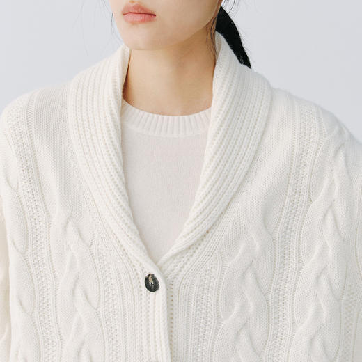 东黎 • 复苏的呼吸 山羊绒女士翻领绞花开衫 6142 商品图5