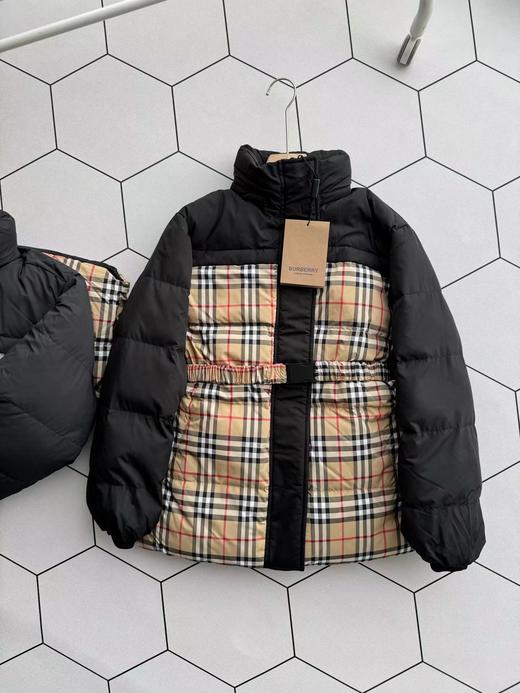 D012254新款格纹拼接双面两穿系腰带羽绒服外套女 商品图3