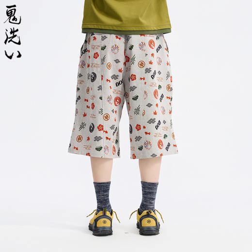 ONIARAI/鬼洗26夏季棒系列好运纹样满印双面牛仔7分宽裤男26N0541 商品图2