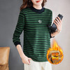 德绒条纹打底衫女2026秋冬季新款大码显瘦上衣气质半高领长袖内搭 商品缩略图1