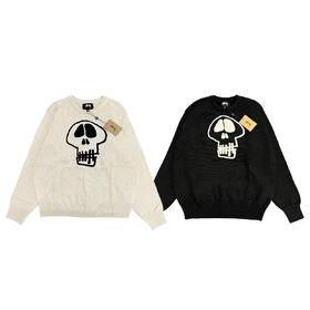 D012264限定款骷髅毛巾绣提花情侣圆领针织毛衣