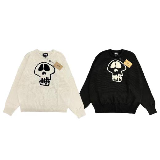 D012264限定款骷髅毛巾绣提花情侣圆领针织毛衣 商品图0